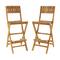 Set of 2 Brown Teak Wood Traditional Outdoor Bar Stool, 18" x 45"